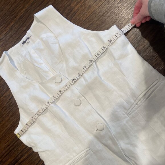 Madewell Women's Sz 8 Scoopneck Cutaway Vest Salt White Linen Slim NV834 - Picture 7 of 11